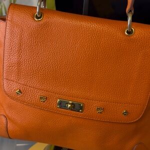 MCM PebbledLeather Hand Bag – Orange